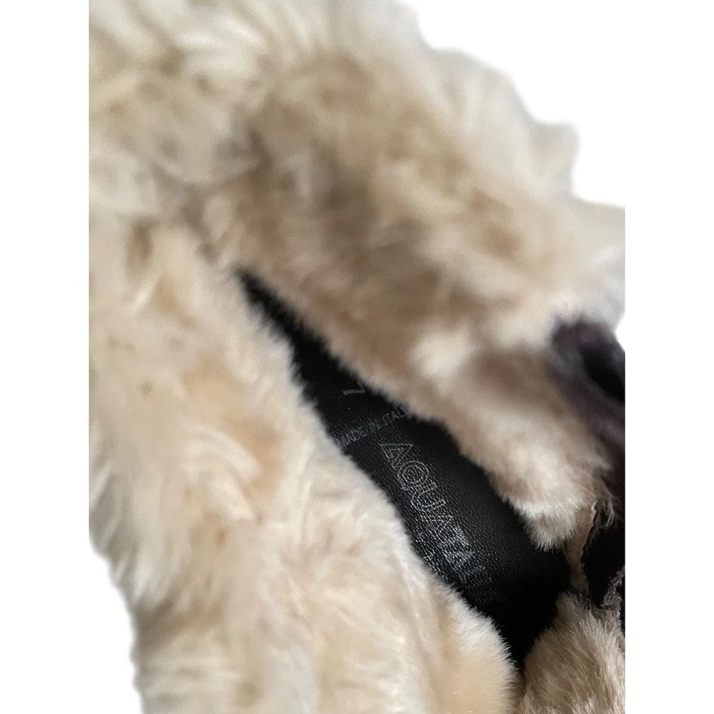 Aquatalia Carlotta Shearling‎ Trim Brown Suede Ankle Boots Retail $398